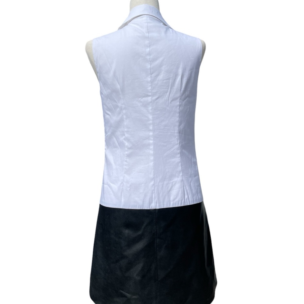 Bailey 44 Shirt Dress Black White sleeveless button up with faux leather Small - Picture 4 of 16